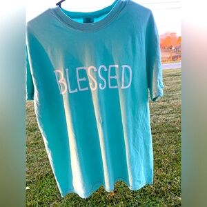 Blessed Comfort Colors Turquoise Large Short Sleeve NEW